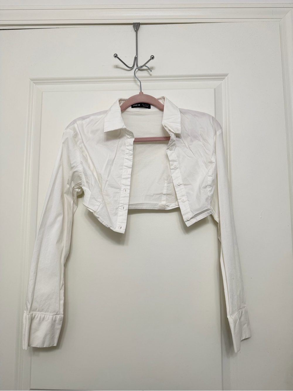 Cropped Button-Front White Women’s Top